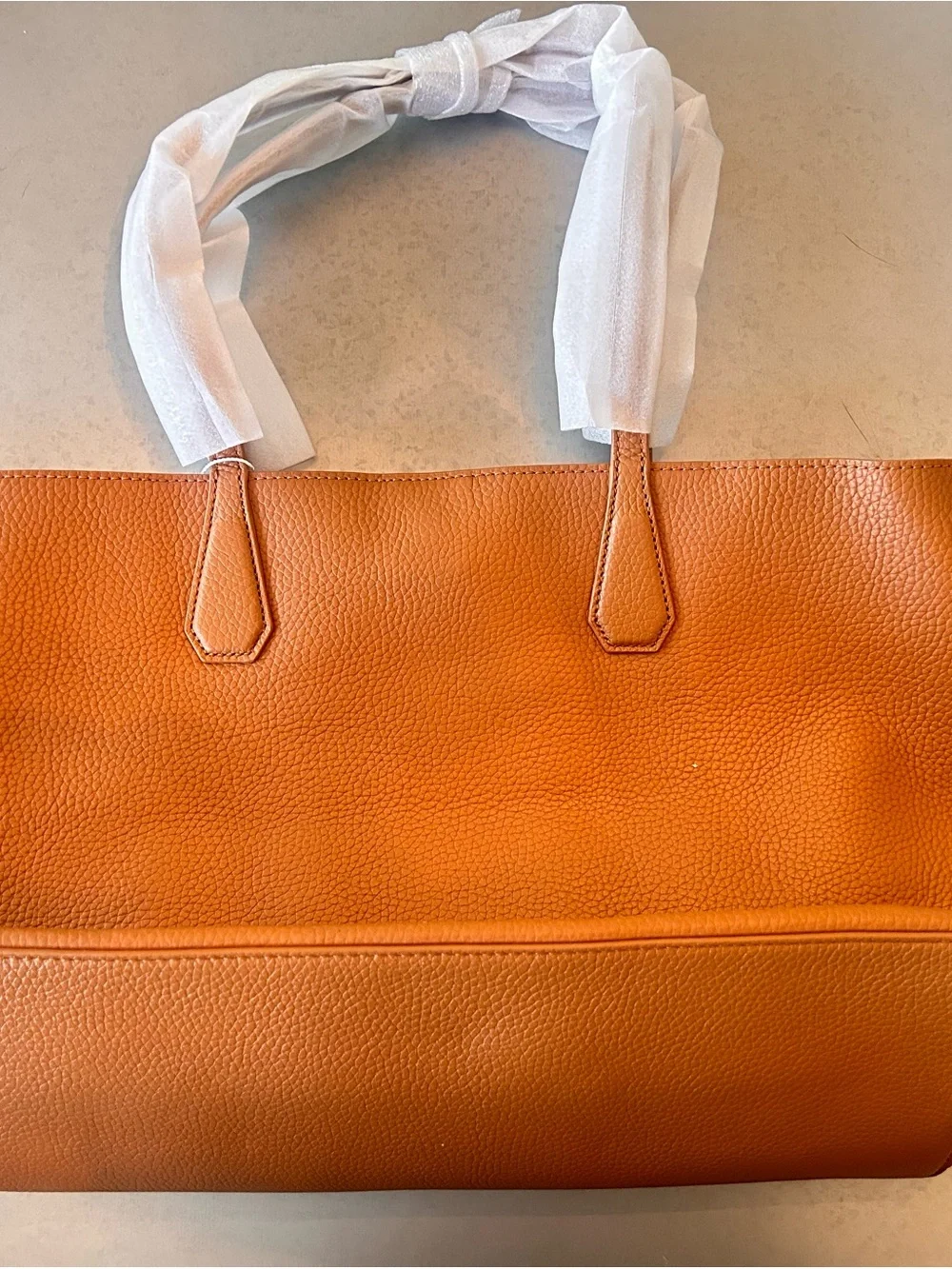 Tory Burch Orange Pebbled Leather Shoulder Bag with Gold Logo